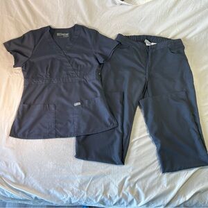 Greys Anatomy Scrub Set Gray Top Sz S V-Neck Adjustable Waist/ Pants Sz S Tall